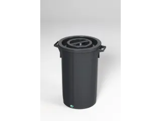 Afvalbak 90 liter HxØ 700x510mm met deksel PE zwart - 1