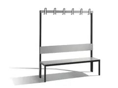 omkleedbank,HxLxD 1710x1500x407mm,HPL zilvergrijs,frame staal RAL7021