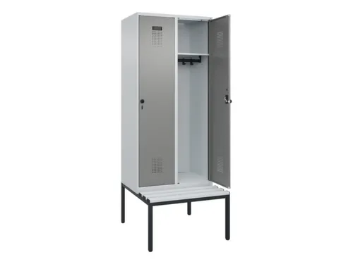 locker met bank,HxBxD 2120x800x815mm,2vak,vak B 400mm,draaigrendel