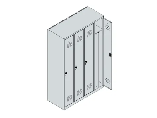 locker voor scheiding van kleding,HxBxD 1850x1200x500mm,4vak