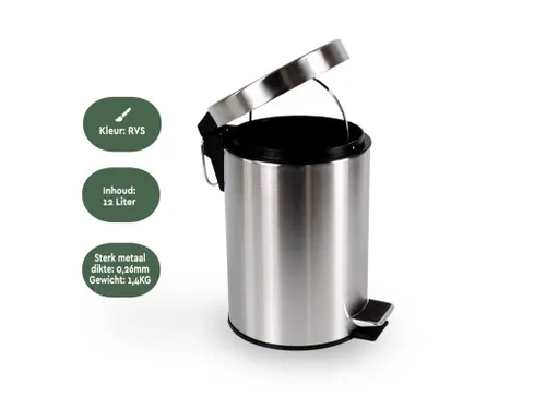 Pedaalemmer RVS 12 Liter
