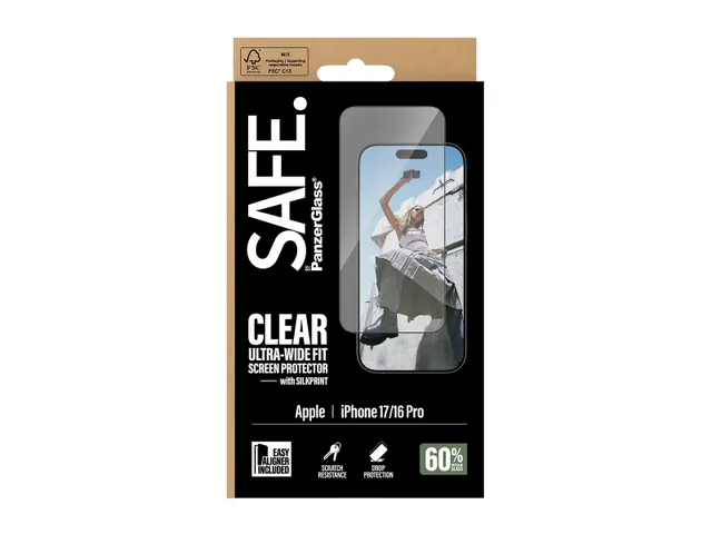 PanzerGlass SAFE. by Screen Protector w. Black Frame iPhone 17 | 16