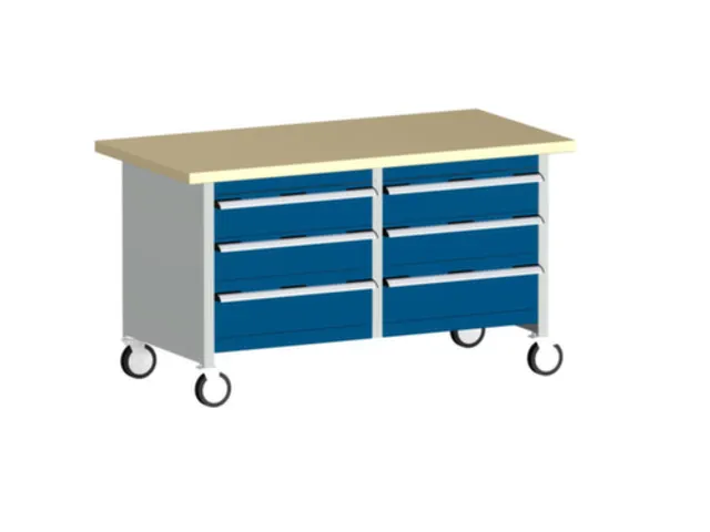 werkbank,verrijdbaar,HxBxD 840x1500x750mm,beukenblad,draagverm. 1200kg