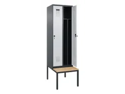 locker met bank,voor scheiding van kleding,HxBxD 2120x600x815mm,2vak