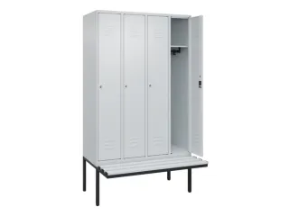 locker met bank,HxBxD 2120x1200x815mm,4vak,vak B 300mm,cil.-slot - 2