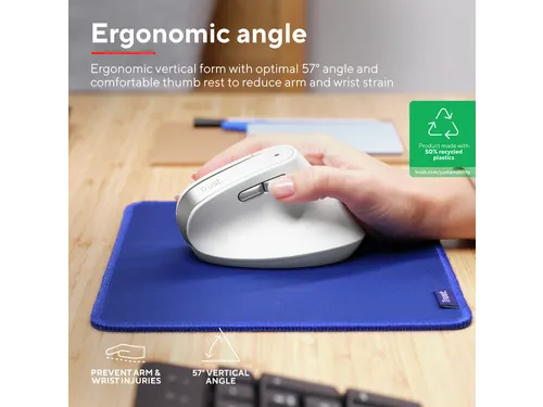 Muis Trust ergonomisch BAYO II draadloos wit 25398