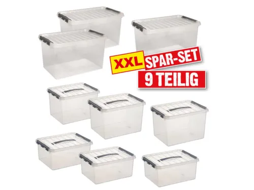 Set stapelbakken,9-dlg.,PP,transparant,Wanden gesloten,bodem gesloten
