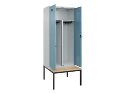 PBM-locker met bank,HxBxD 2120x800x815mm,2vak,vak B 400mm,draaigrendel