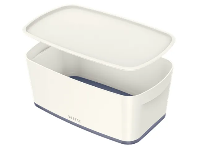 Boîte de rangement Mybox avec couvercle 318x128x191mm blanc/gris