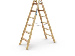 escabeau industriel double face 2x6 échelons lisse L 1 81m 2parties