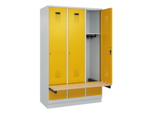 locker met bank,HxBxD 1950x1200x815mm,3vak,vak B 400mm,cilinderslot