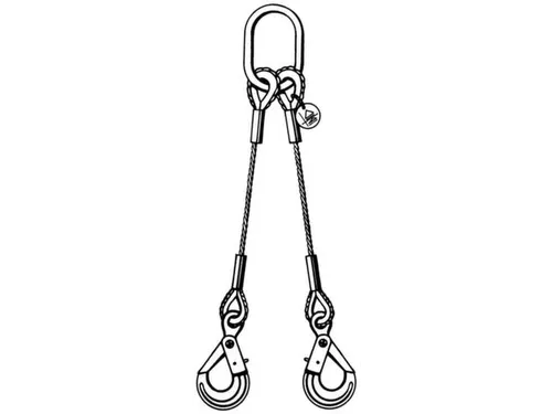 Staaldraadstroppen 4strengen 1.45t 0-45° Kabel Ø 8mm Veiligheidshaak