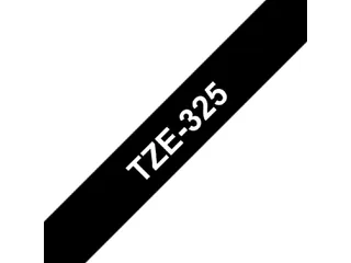Labeltape Brother P-touch TZe-325 standaard 9mm wit op zwart - 2