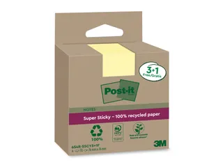 Memoblok 3M Post-it 654 RSSCOL 76x76mm geel 3+1 gratis - 2
