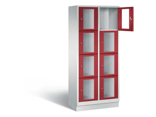 Lockerkast 1800x810x500mm 2x4 vakken Cilinderslot, Sokkel, RAL3003