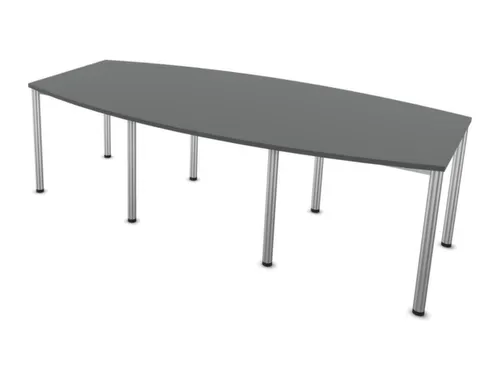 vergadertafel,HxBxD 740x2400x1200mm,vatvormig,MS-donkergrijs