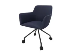 Bezoekersstoel 4-Voet/4Wielen Ronde Buis Donkergrijs Lichtblauw