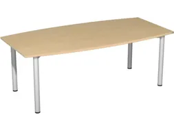 vergadertafel HxBxD 72x200x80cm vatvormig beuken 4voeten Alu