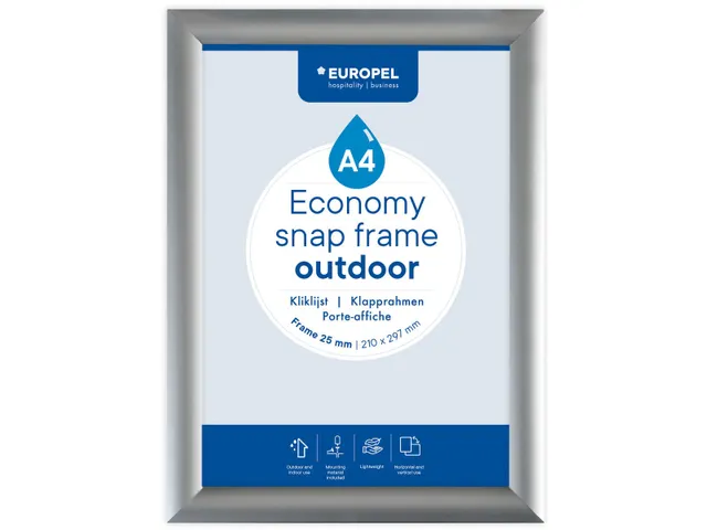 Europel Kliklijst Economy Outdoor A4 Zilver 25 mm waterdicht