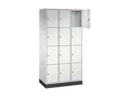 lockerkast,RAL 7035,HxBxD 1950x920x500mm,3x4vakken,cil.-slot,sokkel