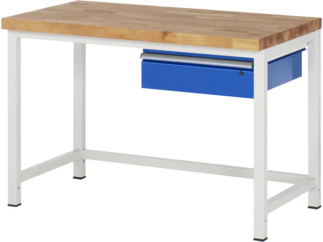 werkbank,HxBxD 840-1040x1250x700mm,beukblad,draagverm. 1250kg