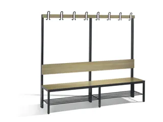 omkleedbank,HxLxD 1710x2000x407mm,HPL eiken-sereno,frame staal RAL7021 - 1