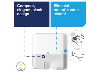 Tork 952100 Startpakket H2 mini Multifold Handdoek Dispenser + refill - 5