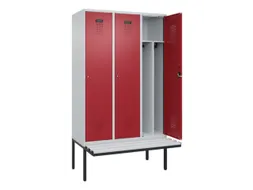locker met bank,voor scheiding van kleding,HxBxD 2120x1200x815mm,3vak