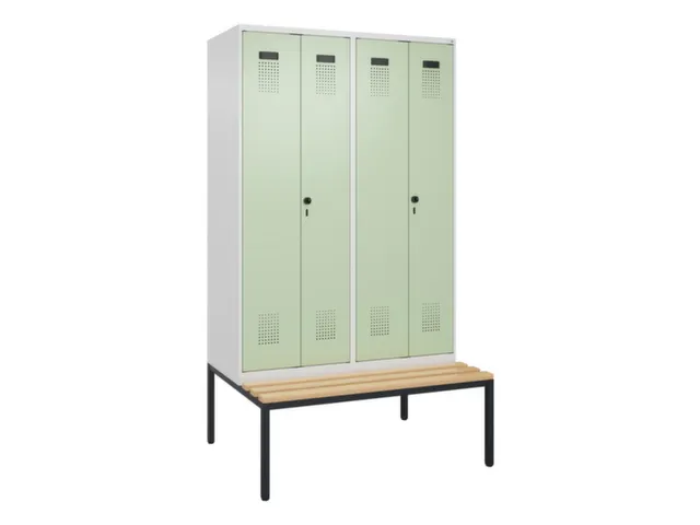 locker met bank,voor scheiding van kleding,HxBxD 2120x1200x815mm,4vak