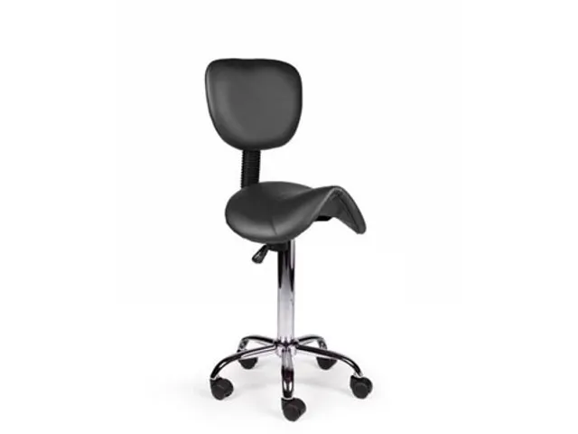 Tabouret selle avec dossier et vérin à gaz standard noir