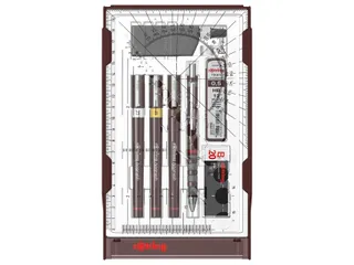 Tekenset rOtring Isograph college 0.25mm, 0.35mm en 0.5mm 34 stuks - 1