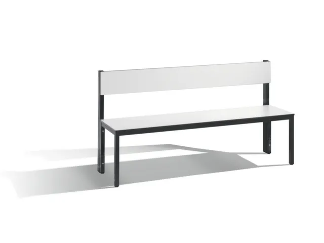 omkleedbank,HxLxD 796x1500x407mm,HPL wit,frame staal RAL7021,leuning
