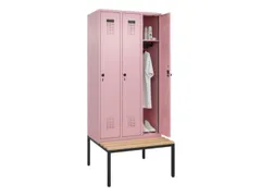 locker met bank,HxBxD 2120x900x815mm,3vak,vak B 300mm,draaigrendel