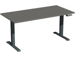 Elektrisch ihv bureau,HxBxD 730-1230x1600x800mm,blad onyxgrijs