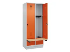 locker met bank,HxBxD 1950x800x815mm,2vak,vak B 400mm,draaigrendel