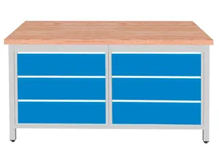 werkbank,HxBxD 860x1500x750mm,onderstel RAL5010,fronten RAL3020 - 1