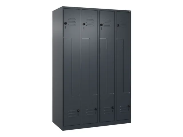 Z-garderobekast,HxBxD 1850x1200x500mm,vak B 150/300mm,draaigrendel
