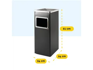 Afvalbak met asbak BRASQ 16 liter AT600 zwart - 3