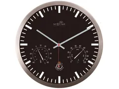 Wandklok Nextime dia 25cm zwart Radio controlled aluminium streep