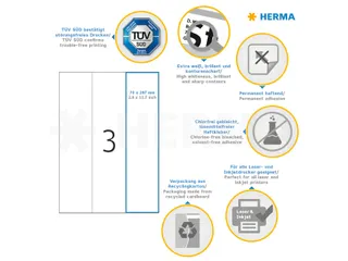 HERMA 4657 Premium etiketten A4 70x297mm Wit 300 stuks - 3