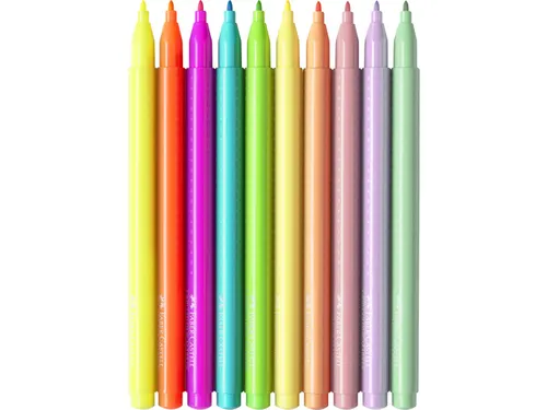 Viltstiften Faber-Castell Grip Neon en Pastel kleuren 10 stuks in etui