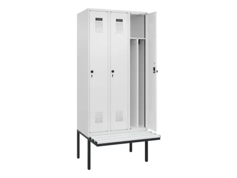locker met bank,voor scheiding van kleding,HxBxD 2120x900x815mm,3vak