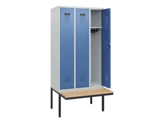 locker met bank,HxBxD 1950x900x815mm,3vak,vak B 300mm,cilinderslot - 1