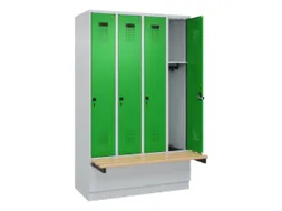 locker met bank,HxBxD 1950x1200x815mm,4vak,vak B 300mm,draaigrendel