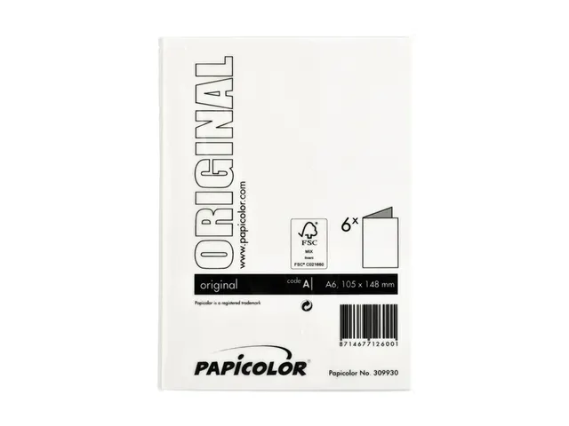 Correspondentiekaart Papicolor dubbel 105x148mm hagelwit pak à 6 stuk