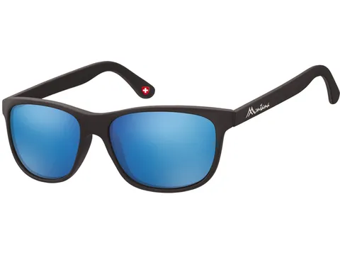 Zonnebril Montana met Revo blauw glas mat zwart