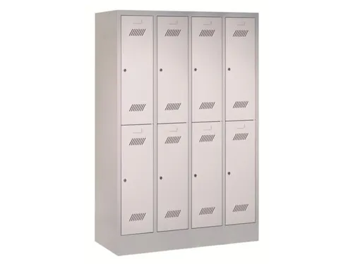 dubbeldekse locker,HxBxD 1850x1200x500mm,4x2vak.,RAL7035,front RAL7016