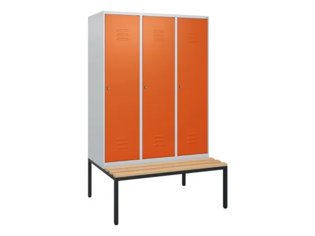 locker met bank,HxBxD 1950x1200x815mm,3vak,vak B 400mm,cil.-slot