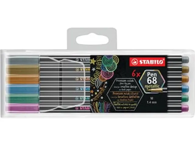 Pen 68 metallic viltstift 6 kleuren 6 stuks