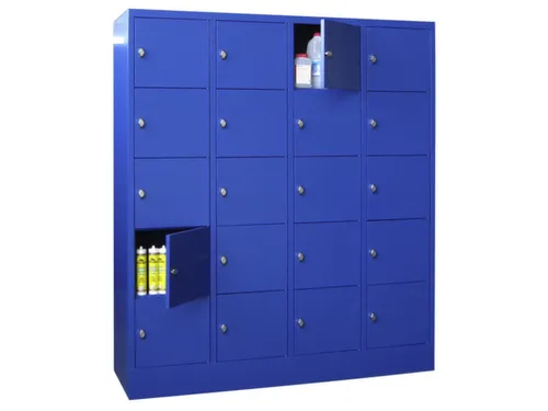 lockerkast,HxBxD 1850x1600x500mm,4x5vakken,RAL7035,front RAL6011